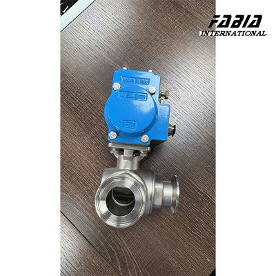 Válvula neumática de bola de tres vías de acero inoxidable tipo L para instalación rápida en tamaño KF50